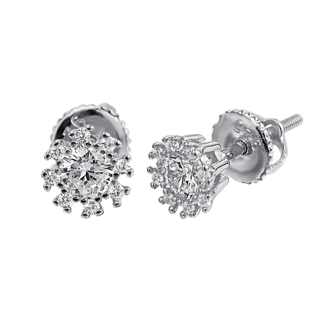 Elegant ENTICING Screw Back Earrings featuring sparkling cubic zircon stones set in 925 sterling silver, perfect for any occasion.