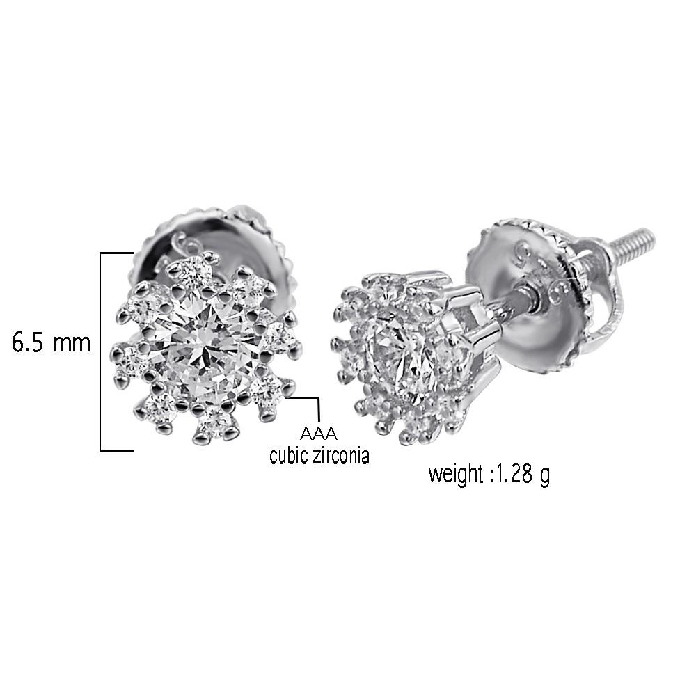 Elegant ENTICING Screw Back Earrings featuring sparkling cubic zircon stones set in 925 sterling silver, perfect for any occasion.