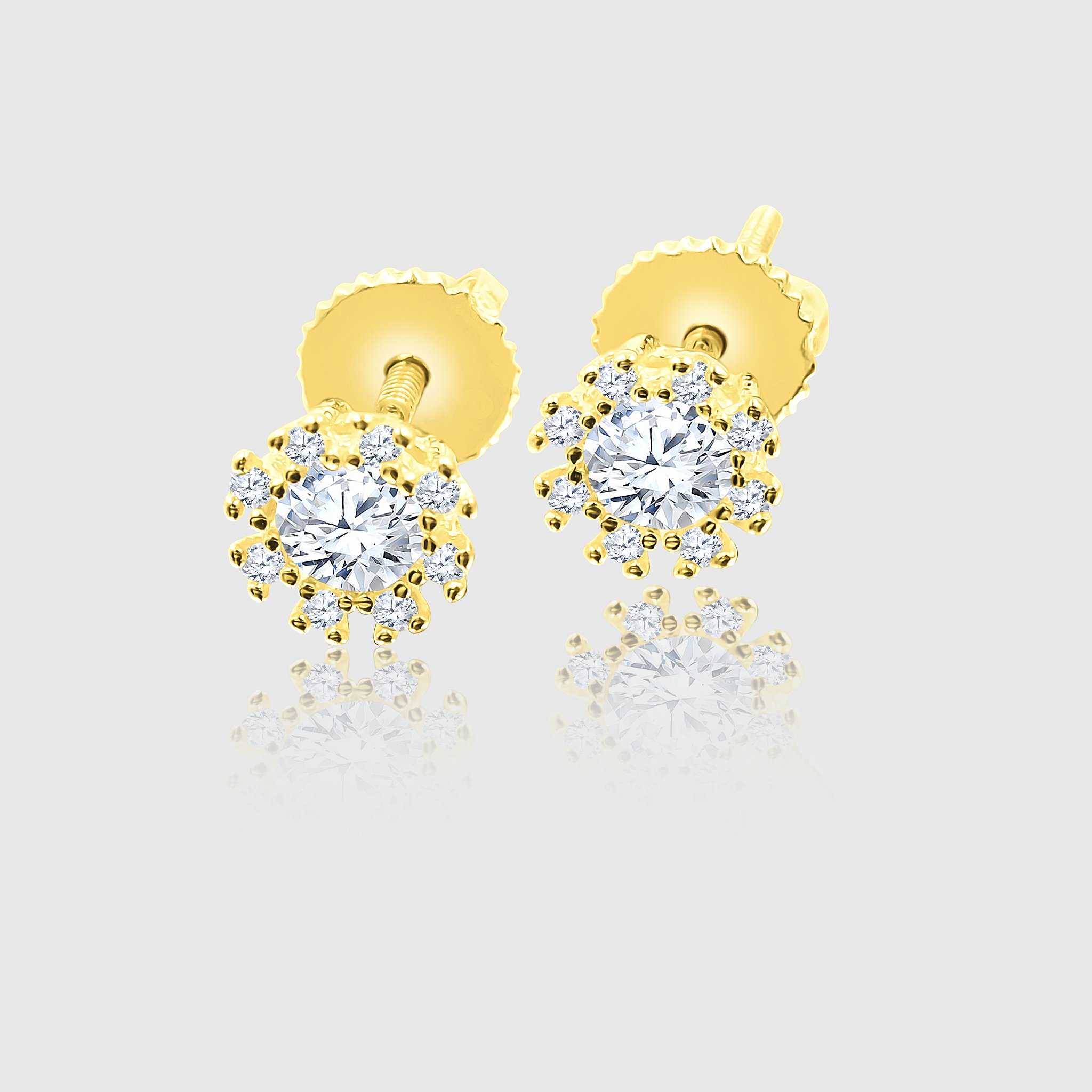 A pair of elegant ENTICING screw back earrings featuring sparkling cubic zircon stones set in 925 sterling silver, perfect for special occasions.