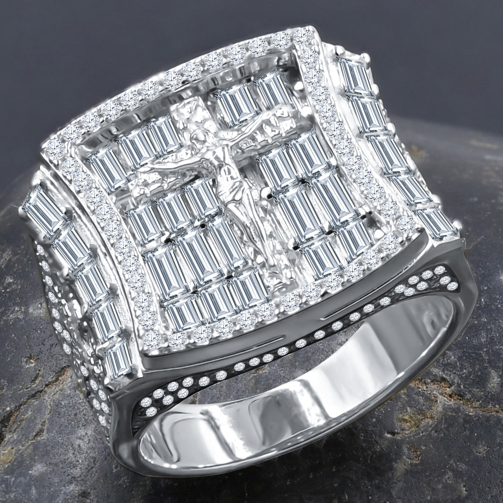 Epitome Silver Ring featuring 925 sterling silver and AAA grade cubic zircon stones, elegantly designed with a prong setting.