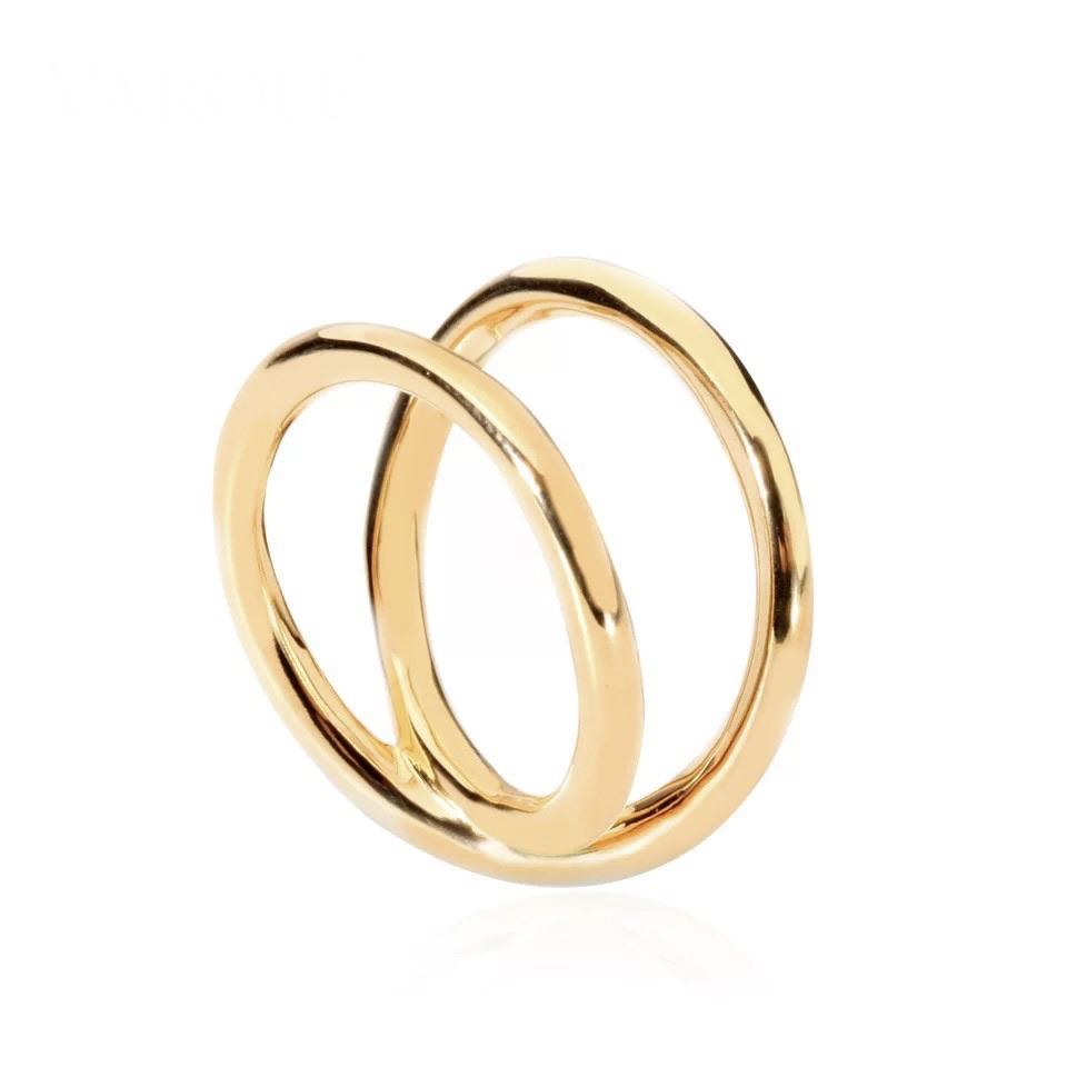 Elegant Erica Ring featuring 18k gold plating over stainless steel, showcasing a 7-inch diameter design.