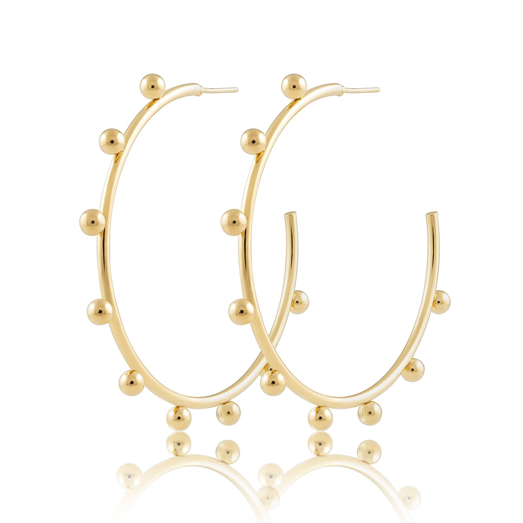 Large Erin Studded Hoops featuring a stylish studded design, 18k gold plating over stainless steel, perfect for any occasion.