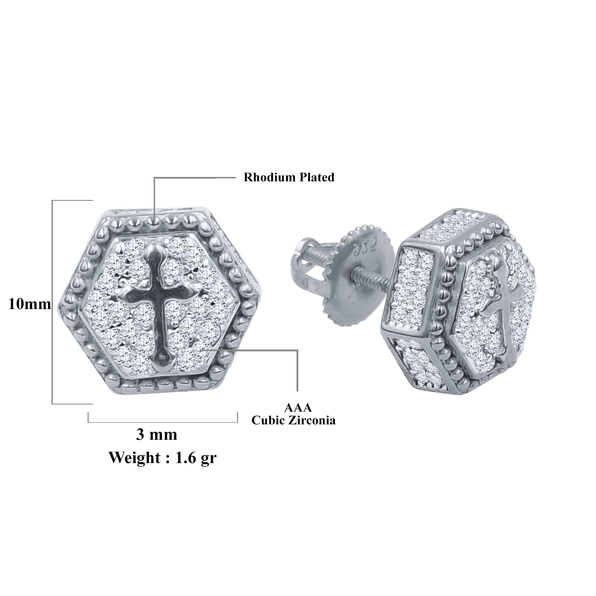 A pair of Ethereal Silver Earrings featuring sparkling cubic zircon stones and a unique cross design, crafted from 925 sterling silver.