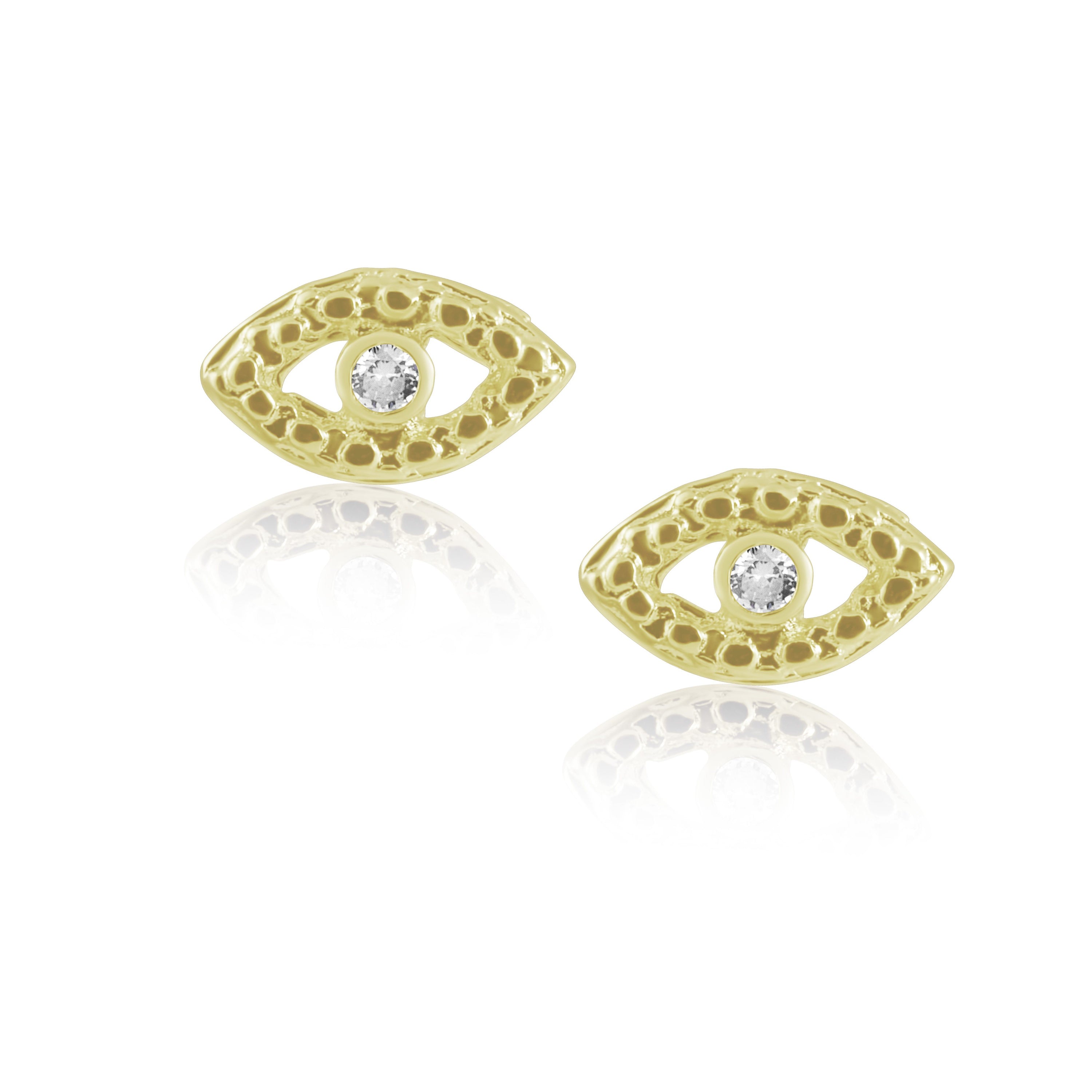 Elegant Evil Eye Studs made from Brazilian gold filled, featuring a protective charm design.