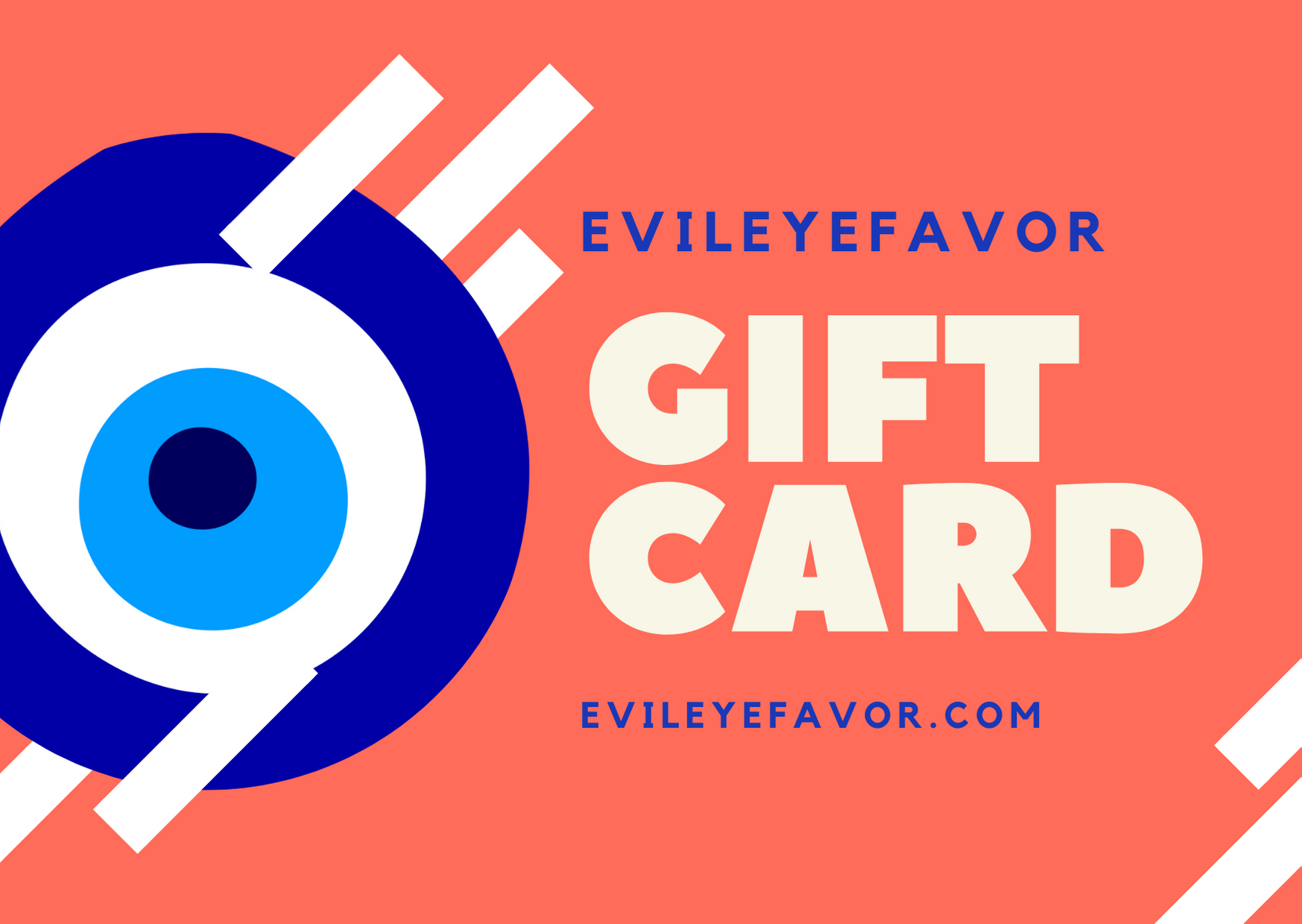 Evileyefavor Gift Card displayed on a digital device, showcasing its vibrant design and easy-to-read code.