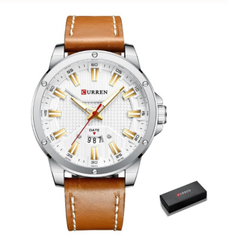 EXULTANT CLASSIC LEATHER watch featuring a sleek design with a natural leather strap and a steel back cover.