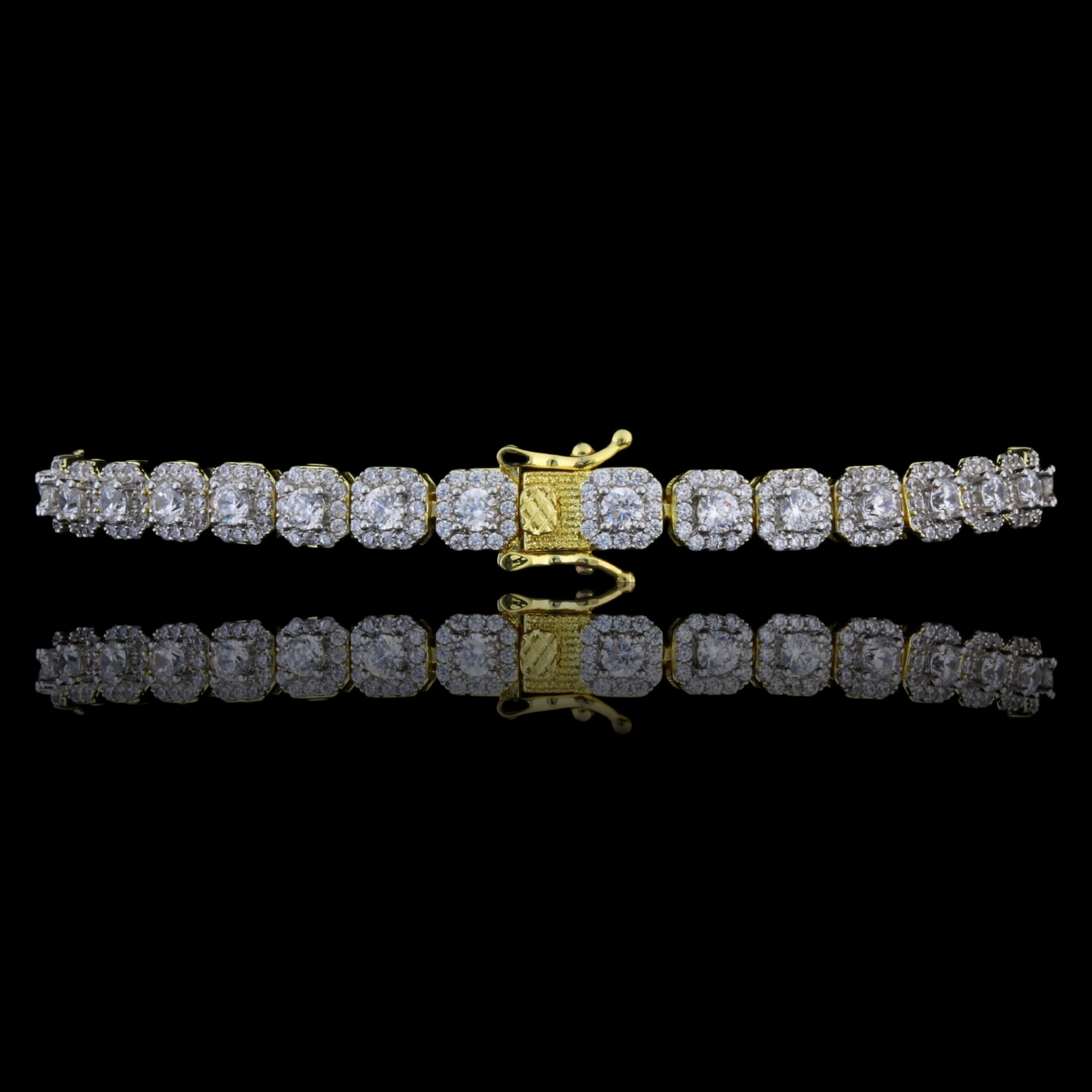 FABLE 4.68 CTW CZ Rhodium Moissante Iced Out Bracelet featuring sparkling Moissanite stones set in 925 Sterling Silver.