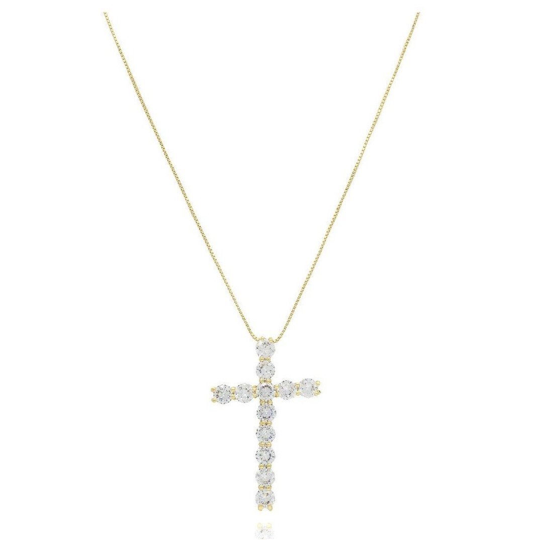 Faith Cross Pendant on a 16-inch chain with a 2-inch extender, showcasing its elegant design.