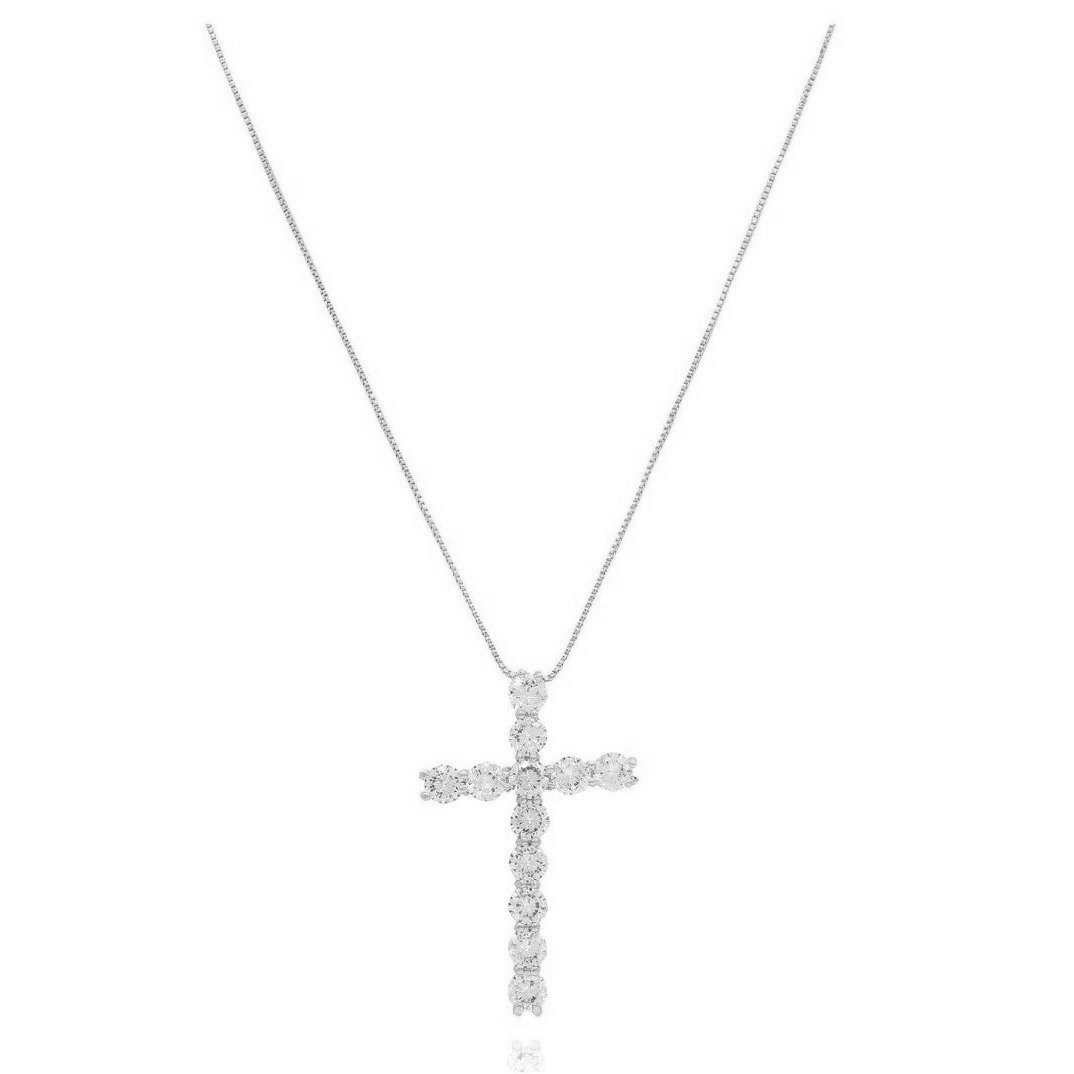 Faith Cross Pendant on a 16-inch chain with a 2-inch extender, showcasing its elegant design.