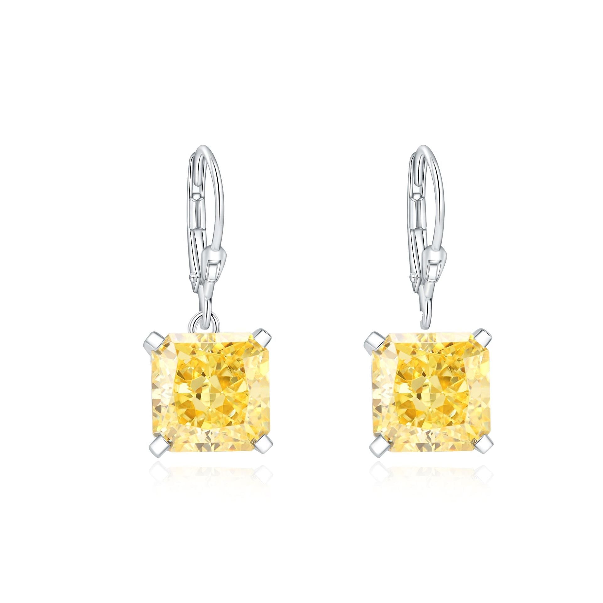 Elegant sterling silver dangle earrings with rhodium plating, featuring statement carat sizes, perfect for expressing love.