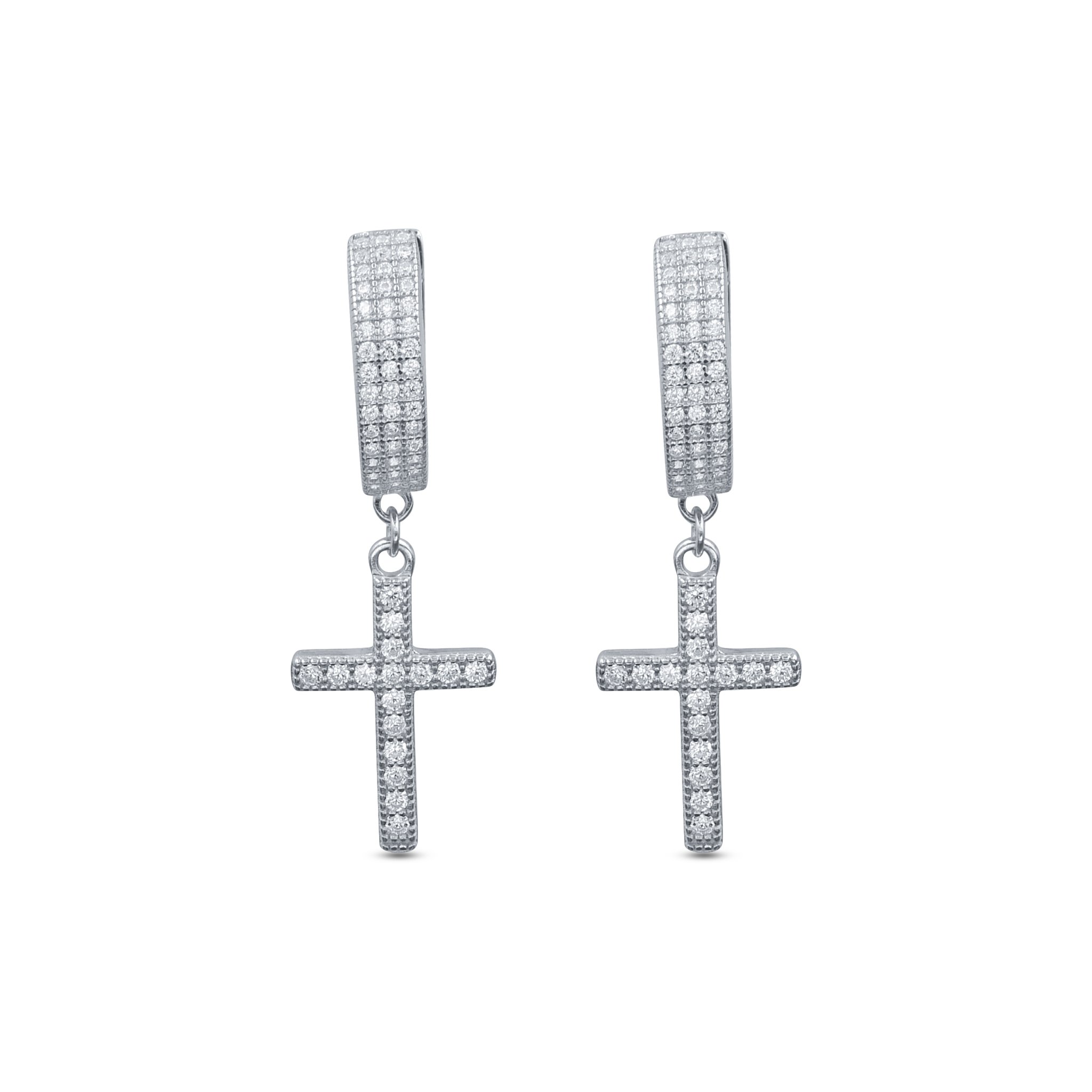 Fancy 925 earrings featuring cubic zircon stones set in sterling silver, showcasing a lightweight and elegant design.