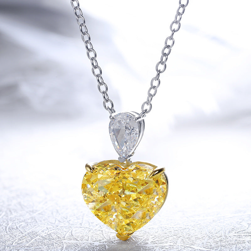 Elegant fancy heart necklace made of 925 sterling silver and real white gold, showcasing a beautiful heart design.