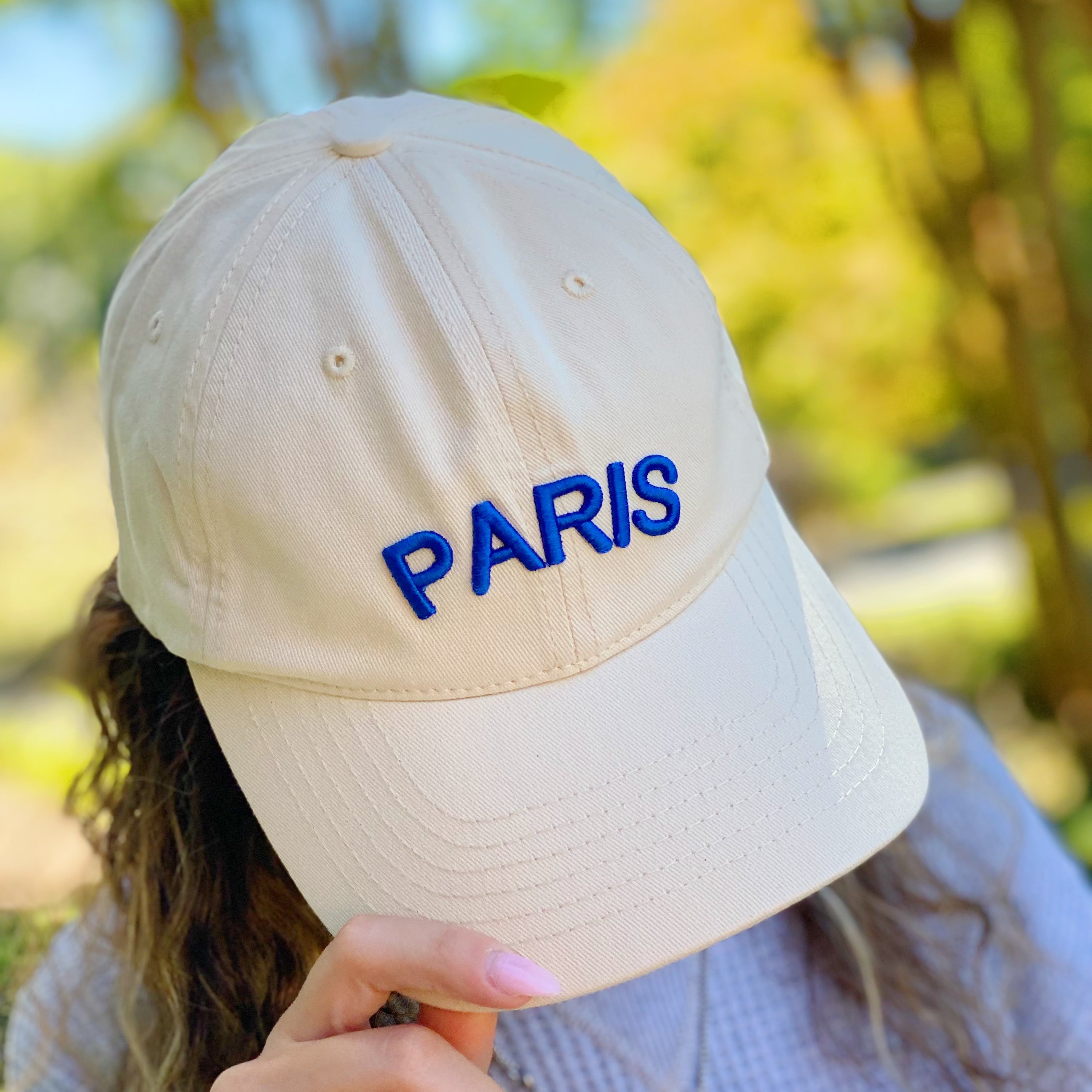 Favorite Word Cotton Ball Cap featuring 3D embroidery, adjustable strap, and curved brim, made from high-quality cotton.