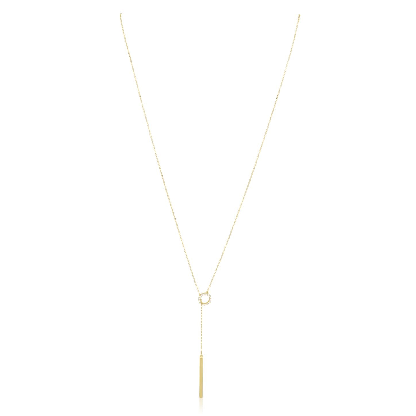 Fayette CZ Necklace featuring a chic drop design with sparkling cubic zirconia stones and 14k gold plating.