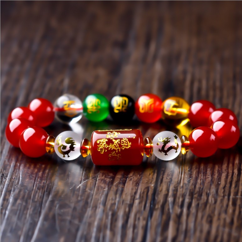 Five-Element Feng Shui Wealth & Prosperity Bracelet made of obsidian beads, showcasing its elegant design and 10 mm bead size.