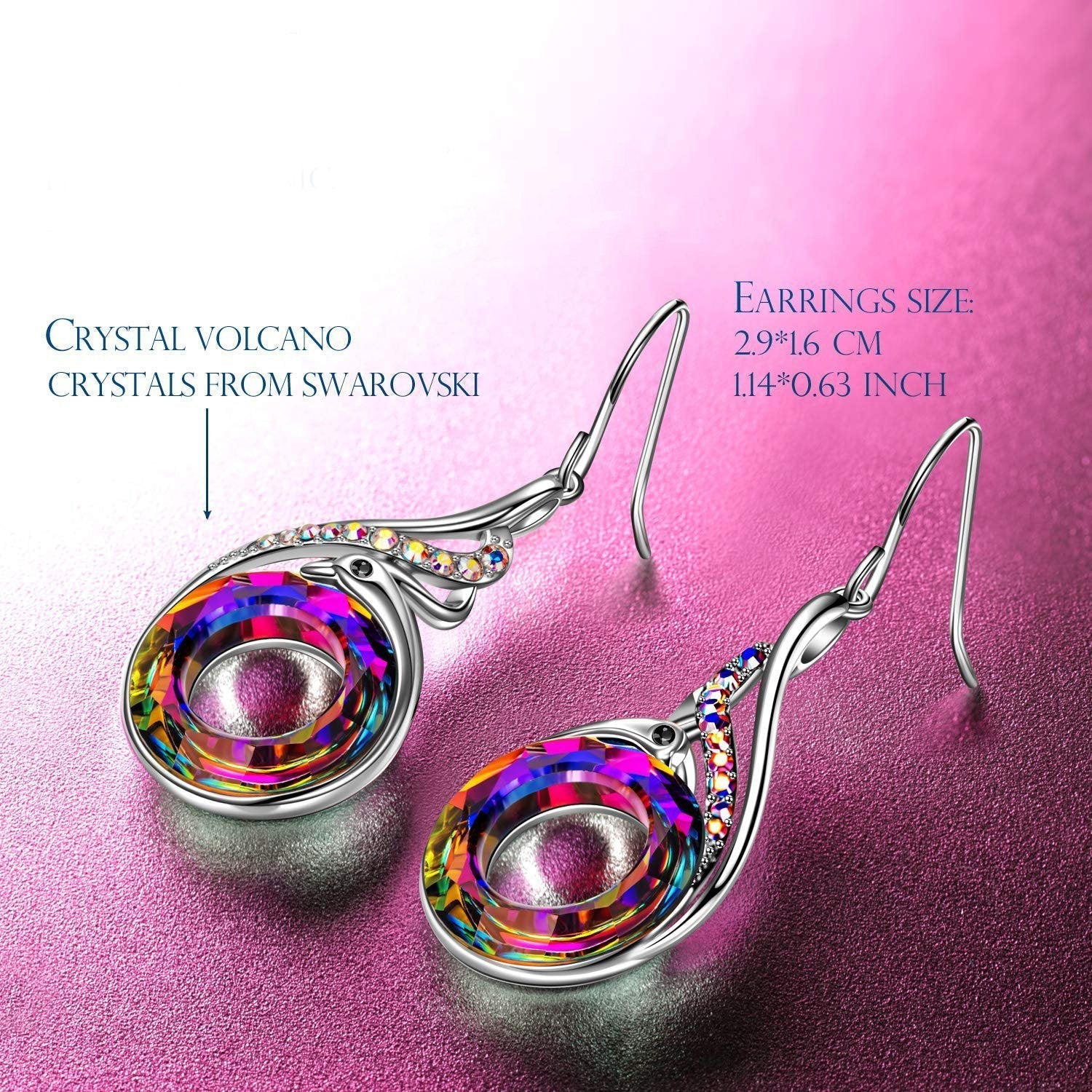 Flaming Phoenix Fire Swirl Drop Earring featuring 18K white gold plating and Austrian crystals, elegantly designed for comfort and style.