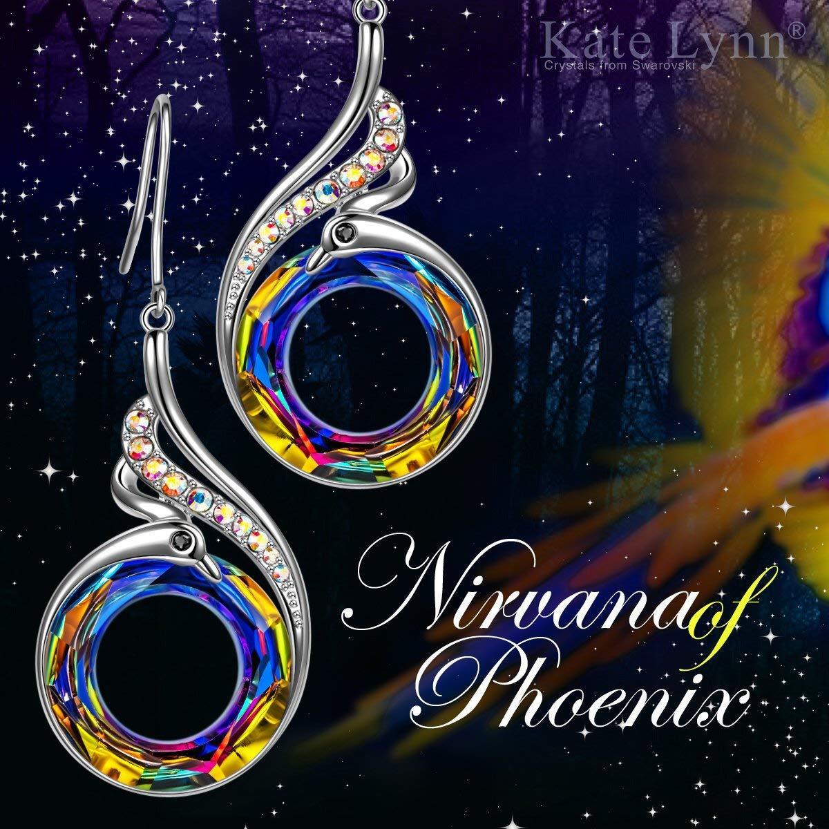 Flaming Phoenix Fire Swirl Drop Earring featuring 18K white gold plating and Austrian crystals, elegantly designed for comfort and style.