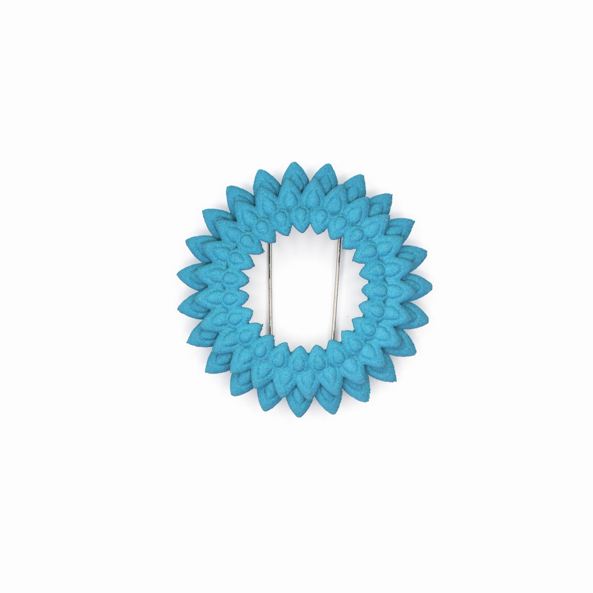 Dahlia Flower Brooch featuring vibrant colors and intricate design, made from 3D printed nylon with a stainless steel pin.