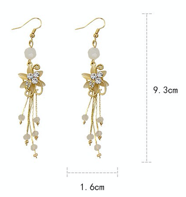 Elegant Flower Slinky Drop Beads Earrings made of alloy, rhinestone, and 925 silver, showcasing a beautiful floral design.