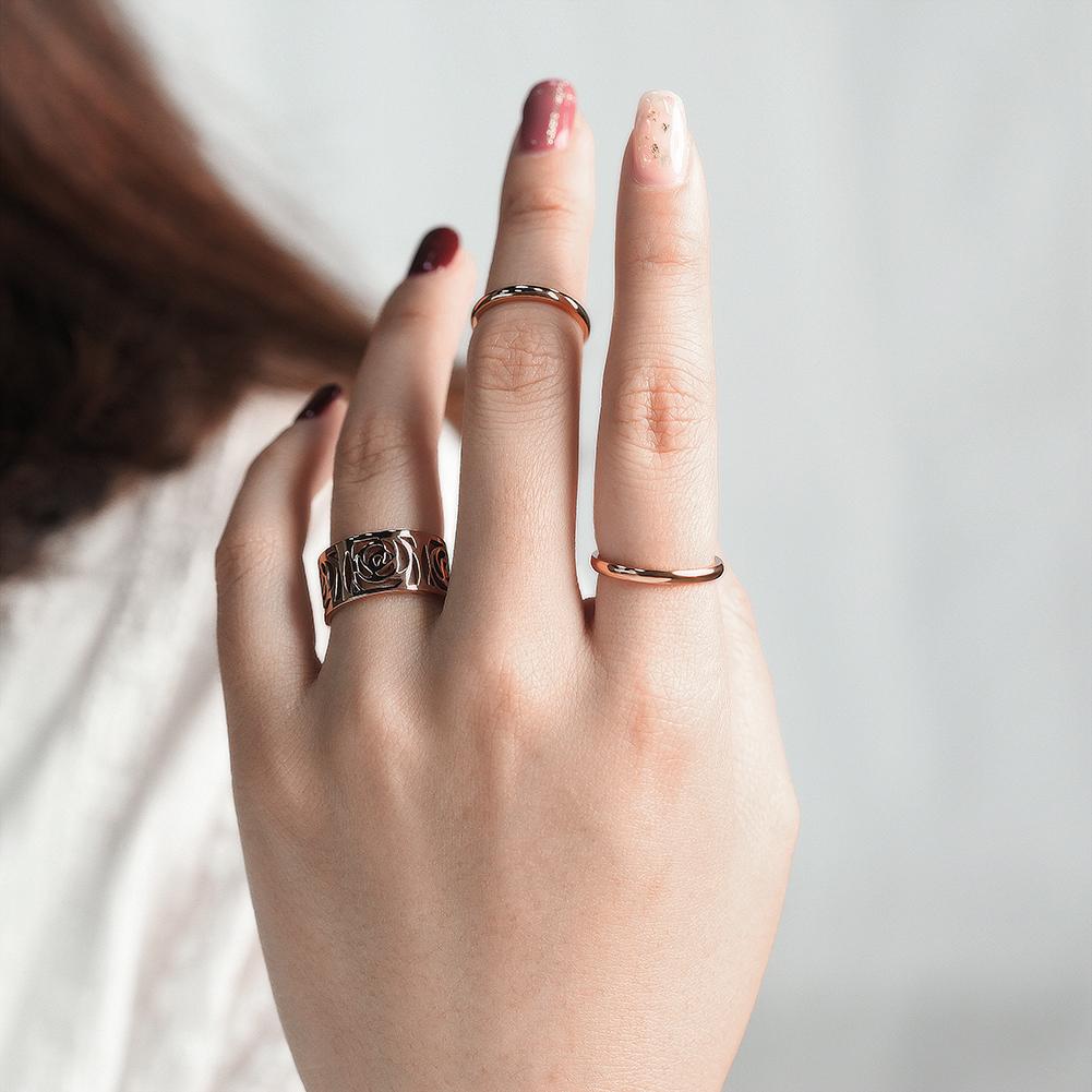 A beautiful Flower Statement Ring made of 316L surgical stainless steel with 14K gold PVD plating, showcasing an elegant floral design.