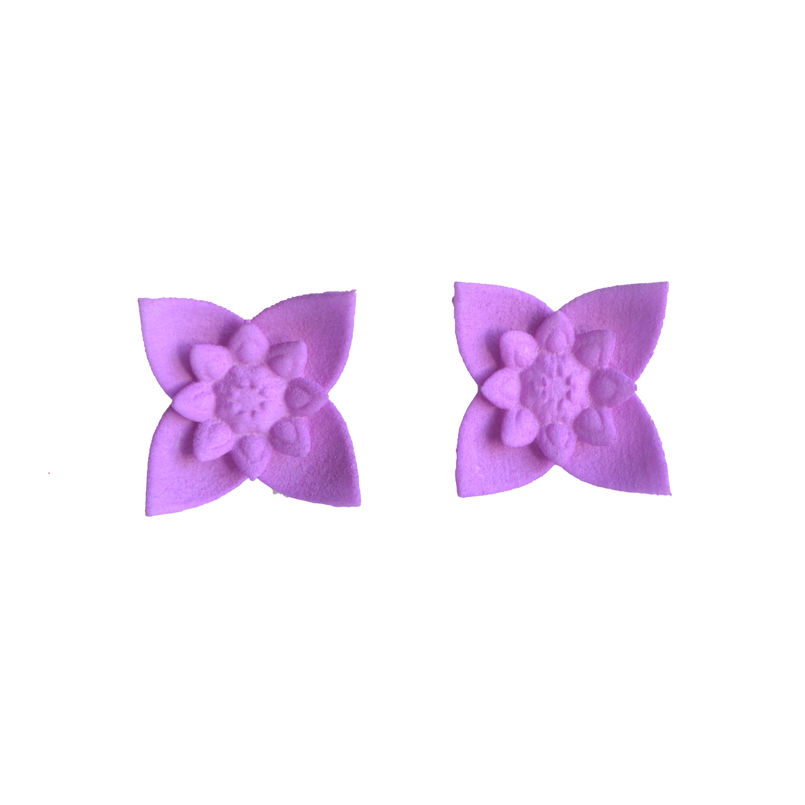 A pair of Dahlia Flower Stud Earrings featuring a floral design in vibrant colors, made from nylon and sterling silver.