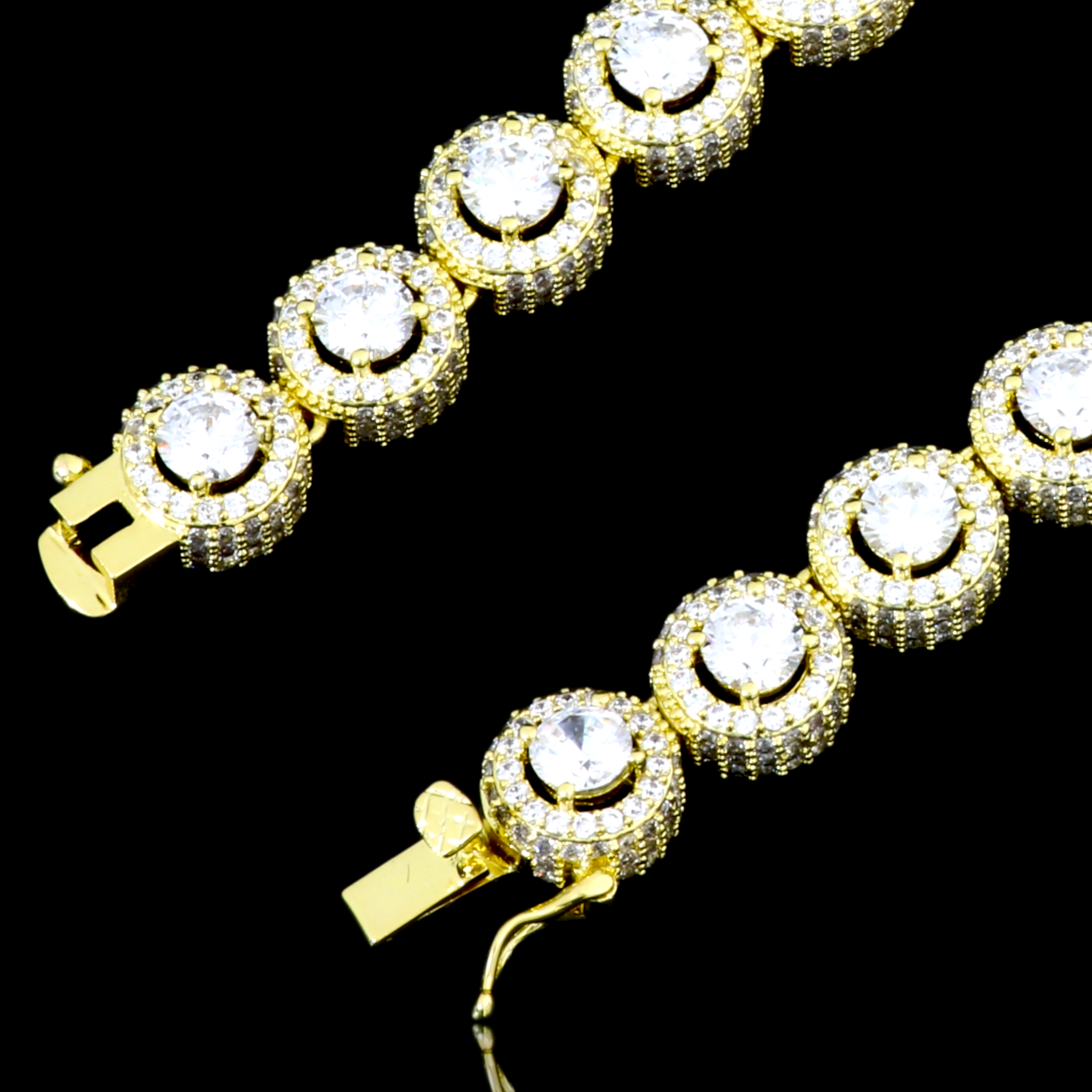 FLUORESCENT Square Tennis Chain featuring round zirconia on a brass frame, showcasing its vibrant shine and elegant design.