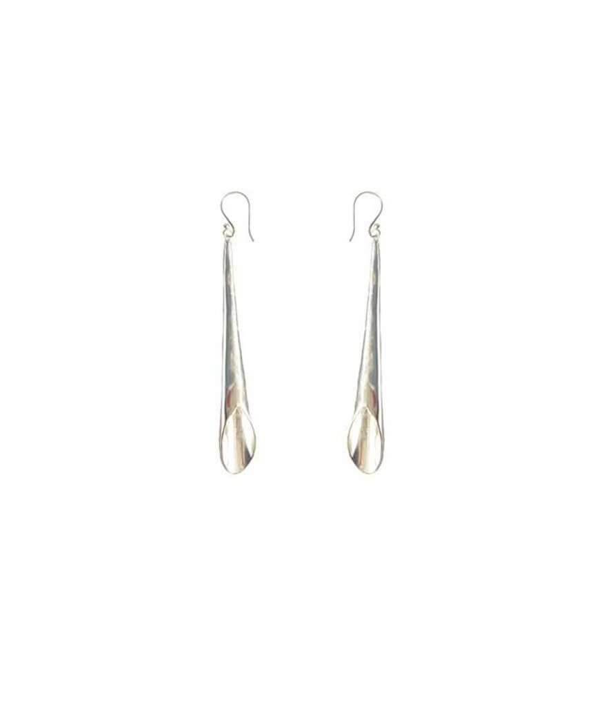 Elegant Flute Earrings in gold and silver finishes, showcasing their unique design and hypoallergenic materials.