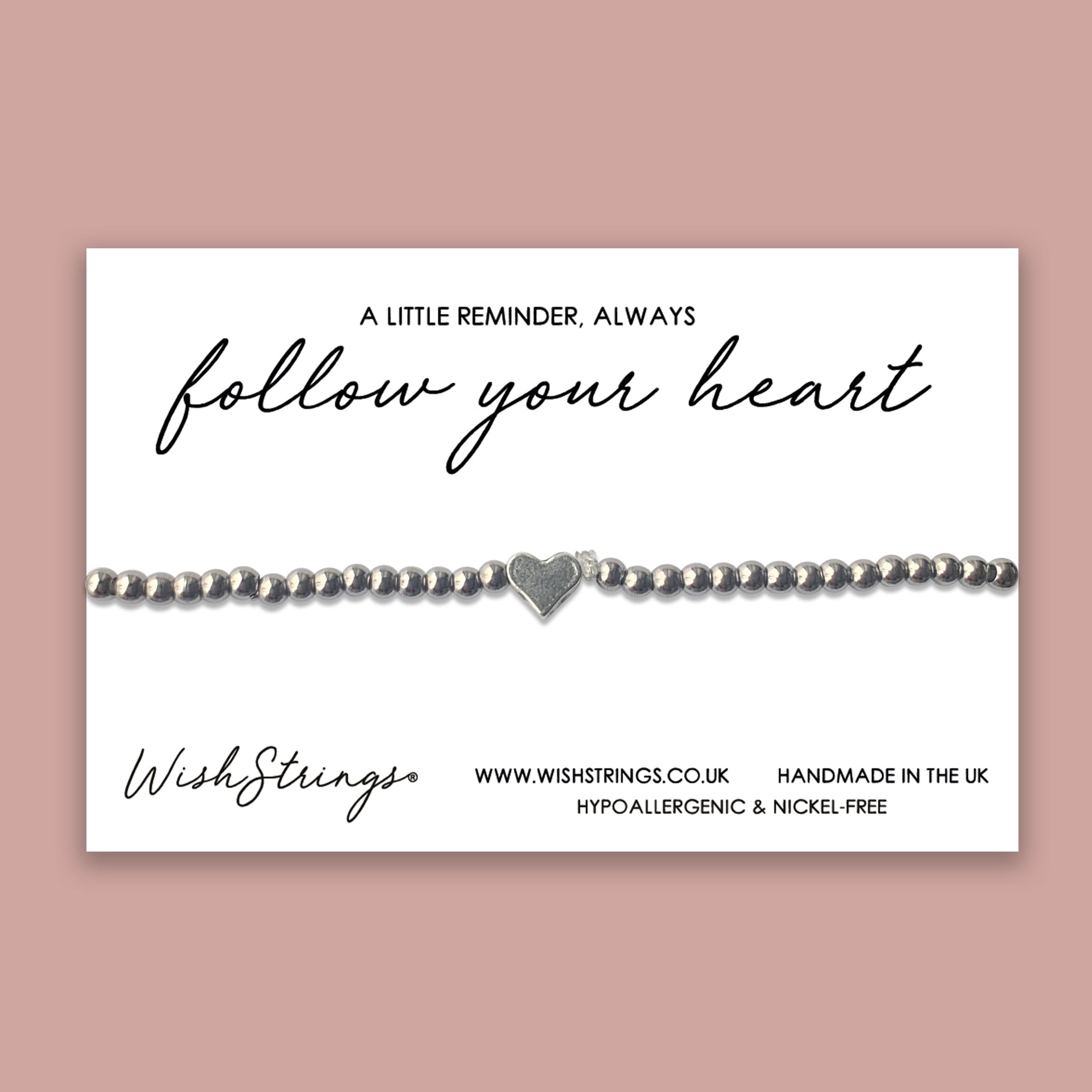 Follow Your Heart Stretch Bracelet, handmade with love, featuring a heart design and durable stretch fit.