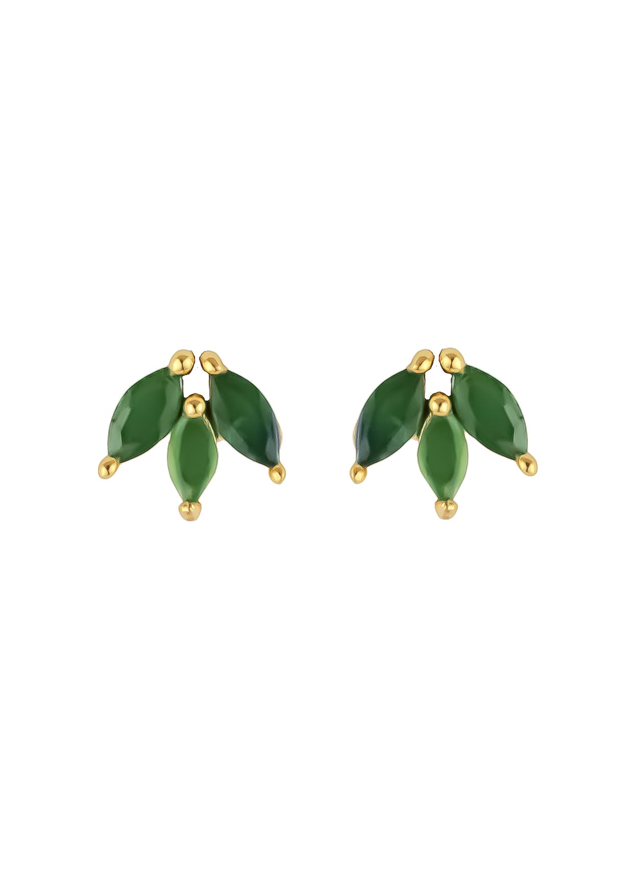 Elegant Fontana Earrings featuring 18K gold plating and three marquise-cut zirconia stones, perfect for sensitive ears.