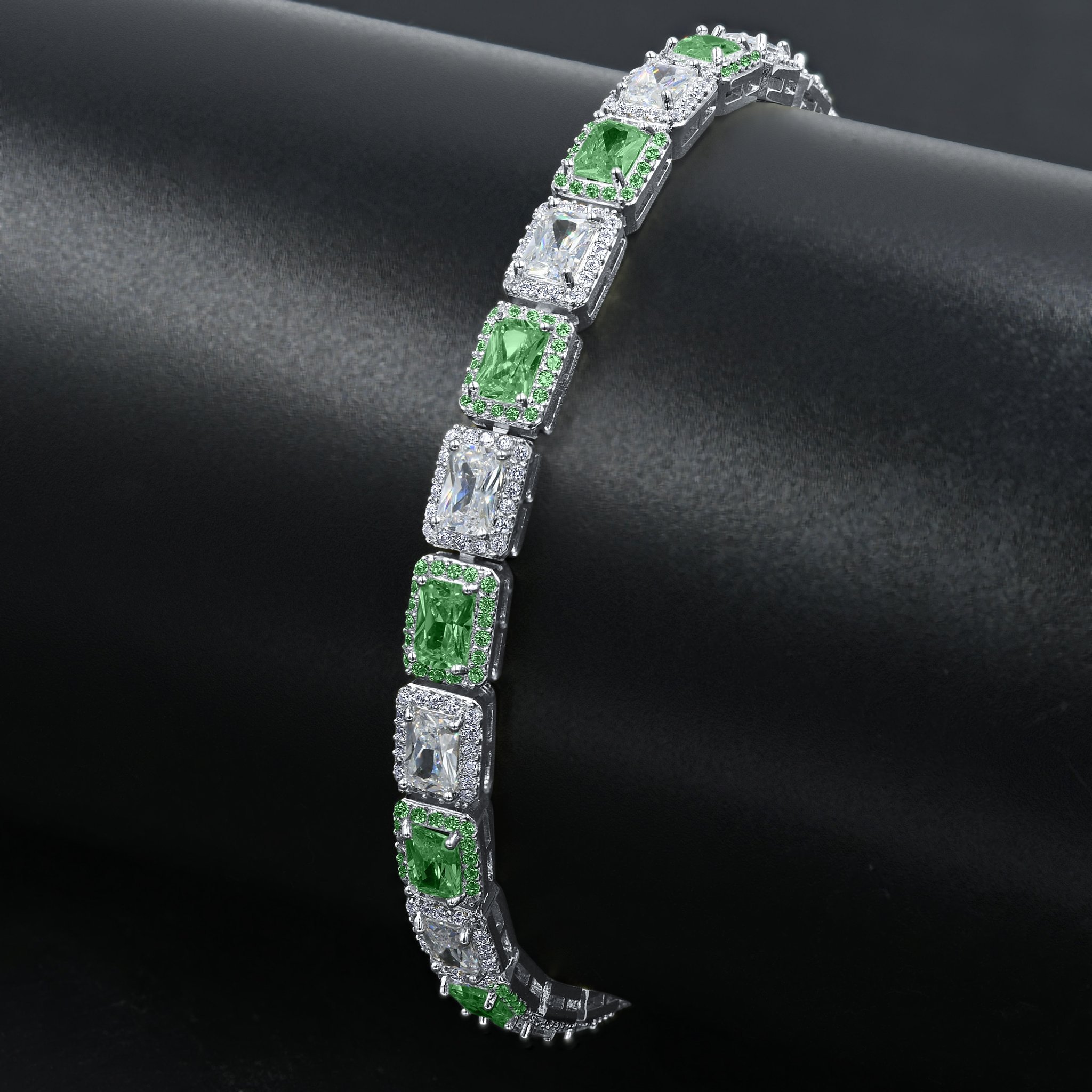 FOXY 6MM Square Tennis Bracelet featuring AAA cubic zirconia stones set in solid brass, elegantly designed for stylish wear.