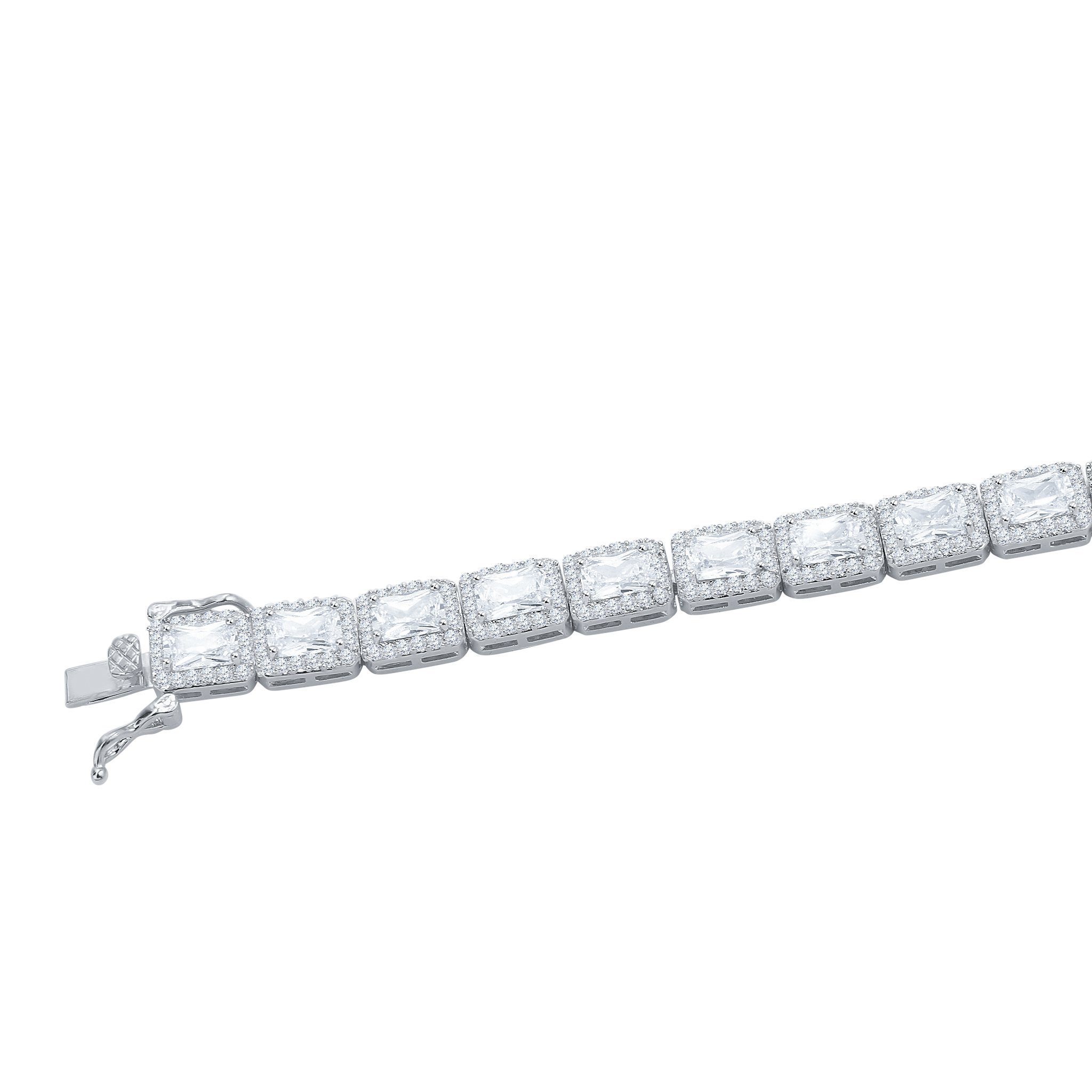 FOXY 6MM Square Tennis Bracelet featuring AAA cubic zirconia stones set in solid brass, elegantly designed for stylish wear.