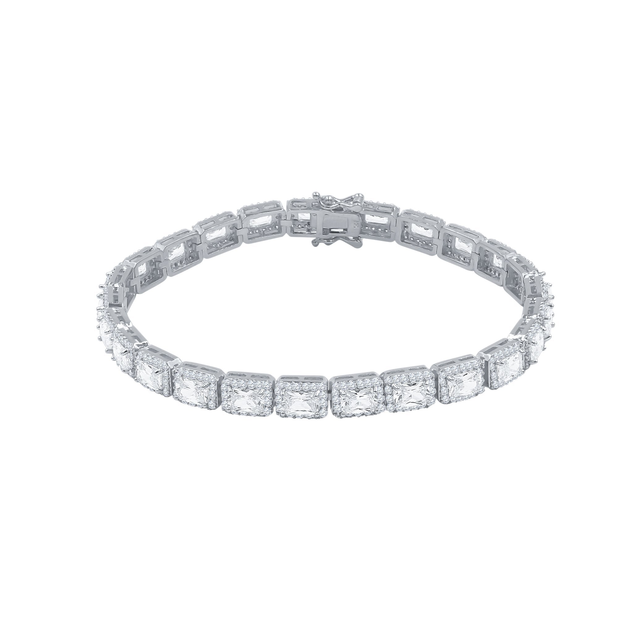 FOXY 6MM Square Tennis Bracelet featuring AAA cubic zirconia stones set in solid brass, elegantly designed for stylish wear.