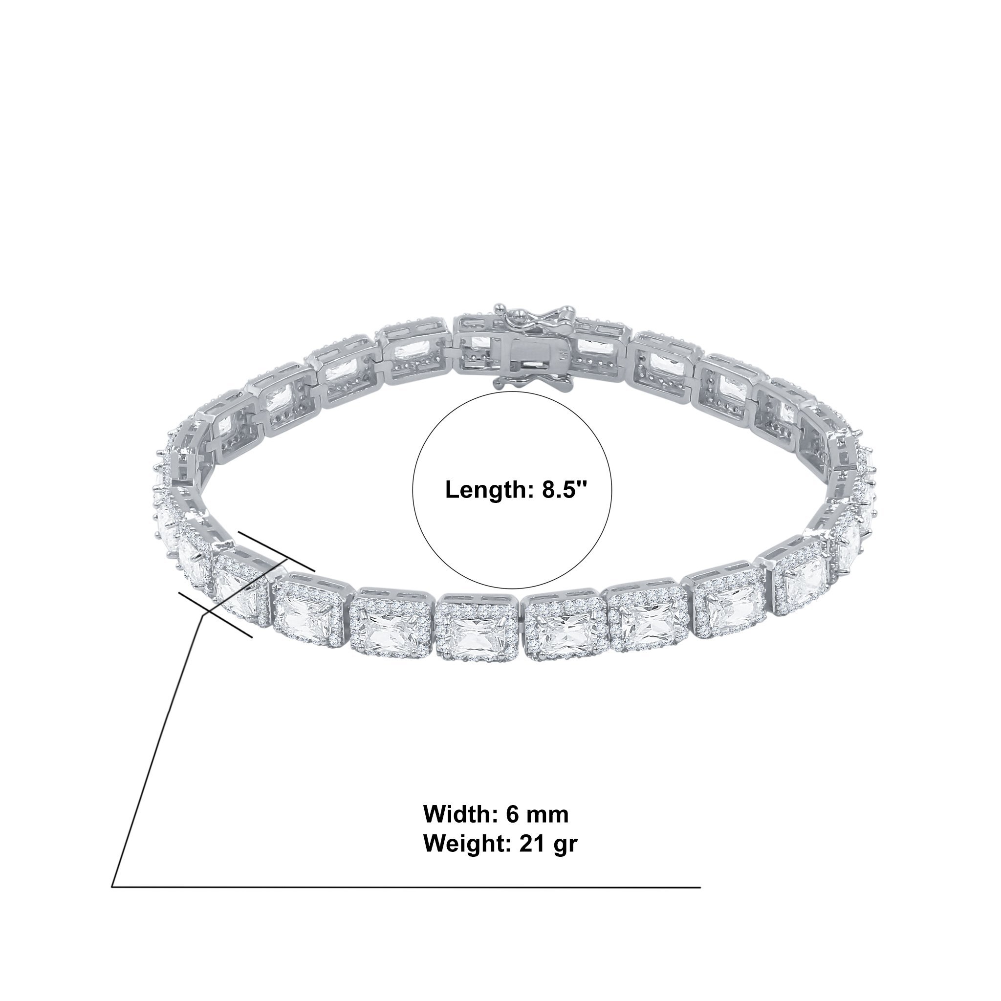 FOXY 6MM Square Tennis Bracelet featuring AAA cubic zirconia stones set in solid brass, elegantly designed for stylish wear.