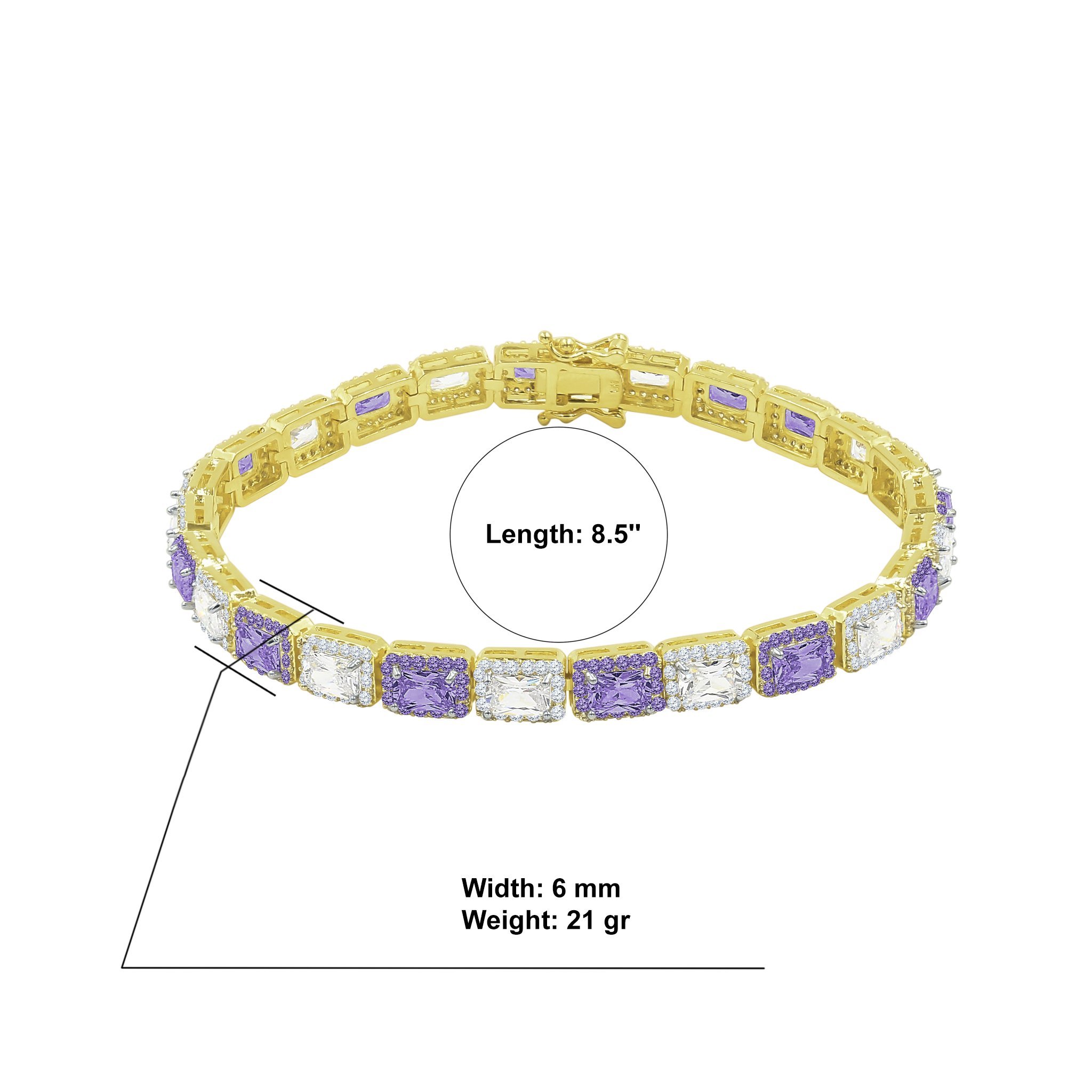 FOXY 6MM Square Tennis Bracelet featuring AAA cubic zirconia stones on a solid brass base, elegantly designed for stylish wear.