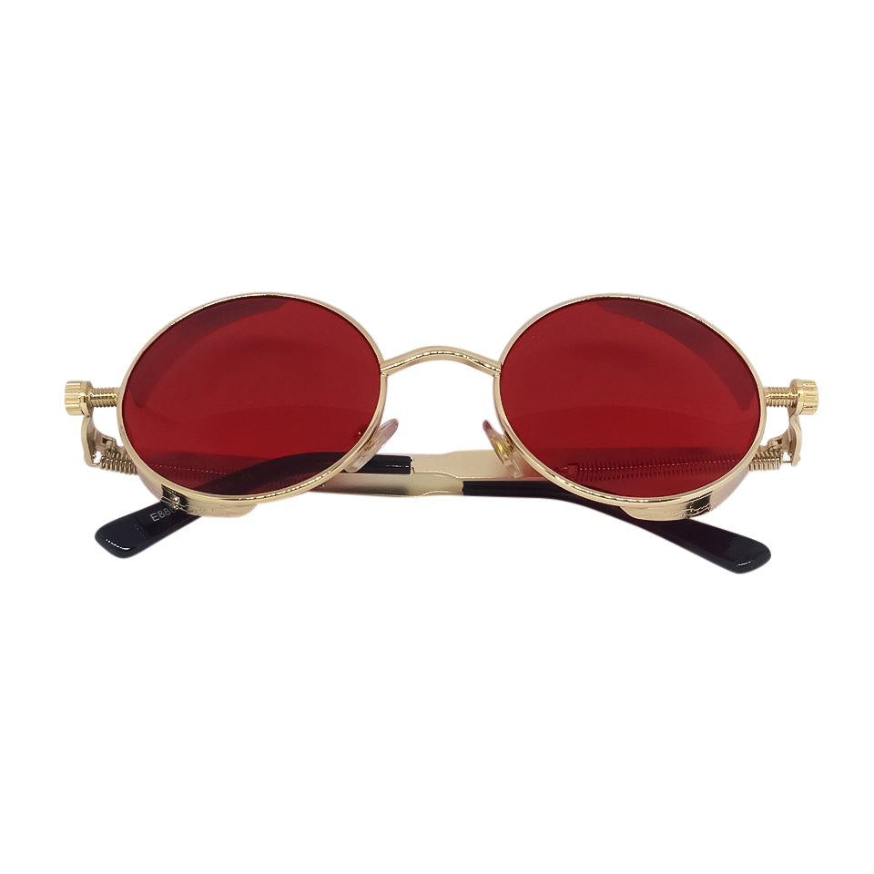 Stylish Framed Red x Gold Sunglasses with a sleek design, perfect for sunny days.