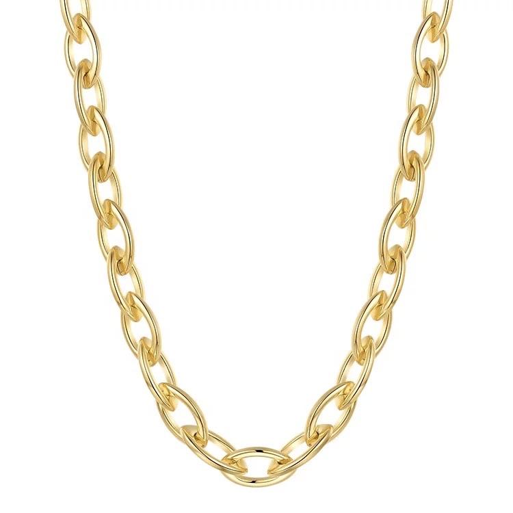 Frankie Link Necklace featuring chunky gold-plated links on a white background, showcasing its elegant design.