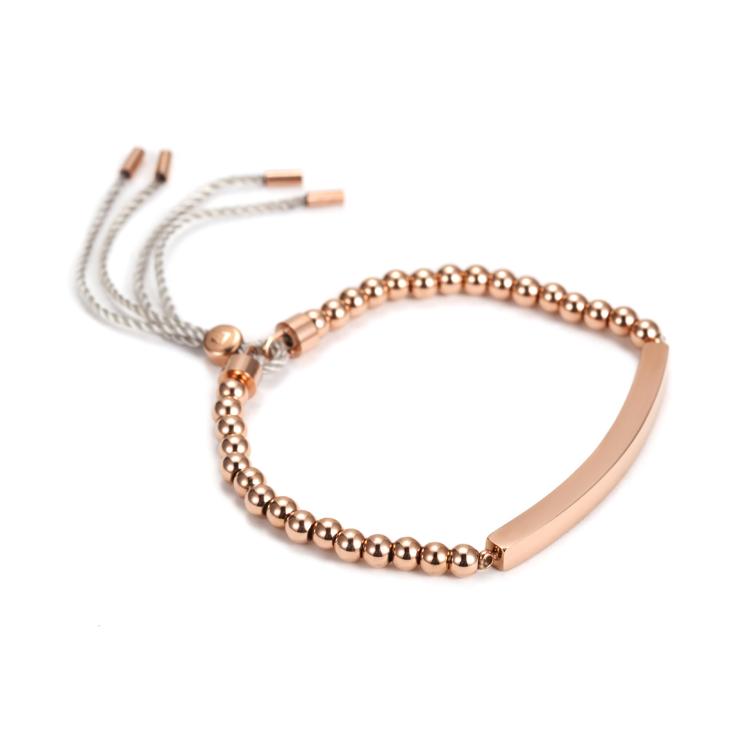 A stylish Friendship Linear Bracelet made of 316L surgical stainless steel with 14K gold PVD plating, showcasing its elegant design.