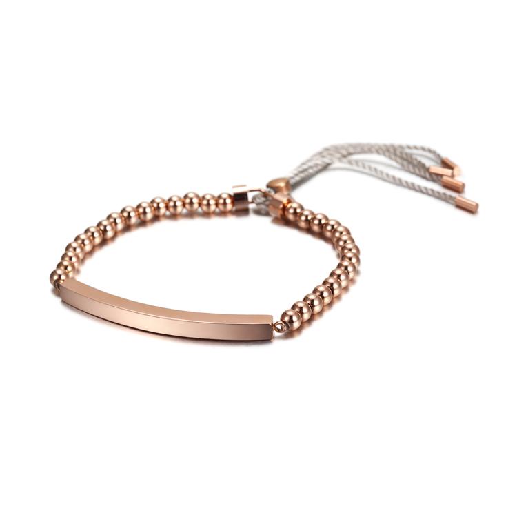 A stylish Friendship Linear Bracelet made of 316L surgical stainless steel with 14K gold PVD plating, showcasing its elegant design.