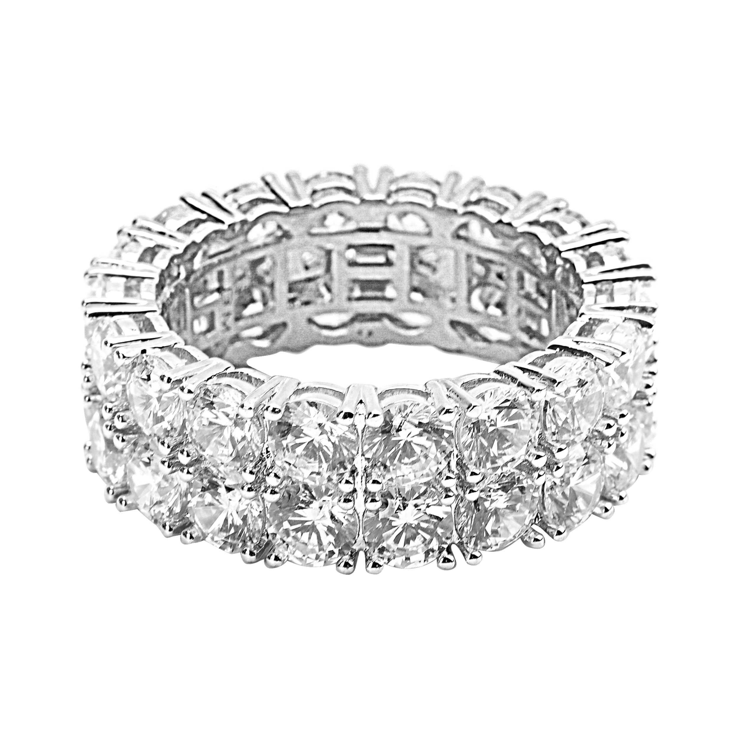 A stunning FRINGE 925 Silver Ring featuring a round shape with micro-pave CZ stones, showcasing its elegant design and high-quality craftsmanship.