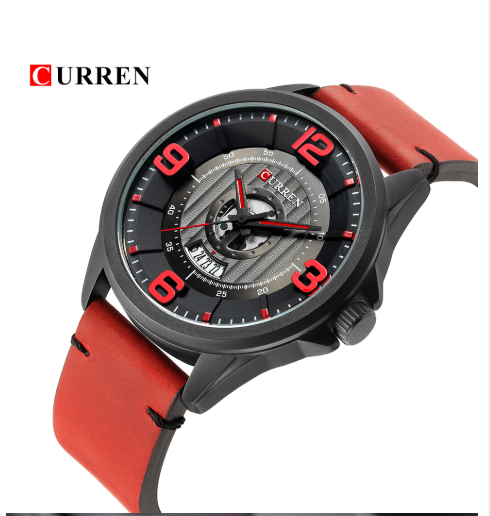 Frolicsome Classic Leather watch featuring a bold red and black design with a small date display dial.