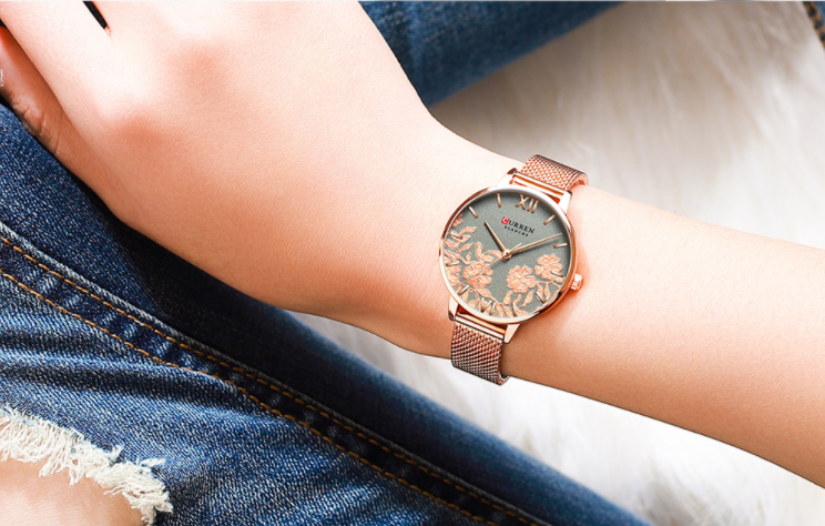 Fuchsia Women Watch featuring a warm dial, adjustable links, and a stylish design, perfect for romantic occasions.