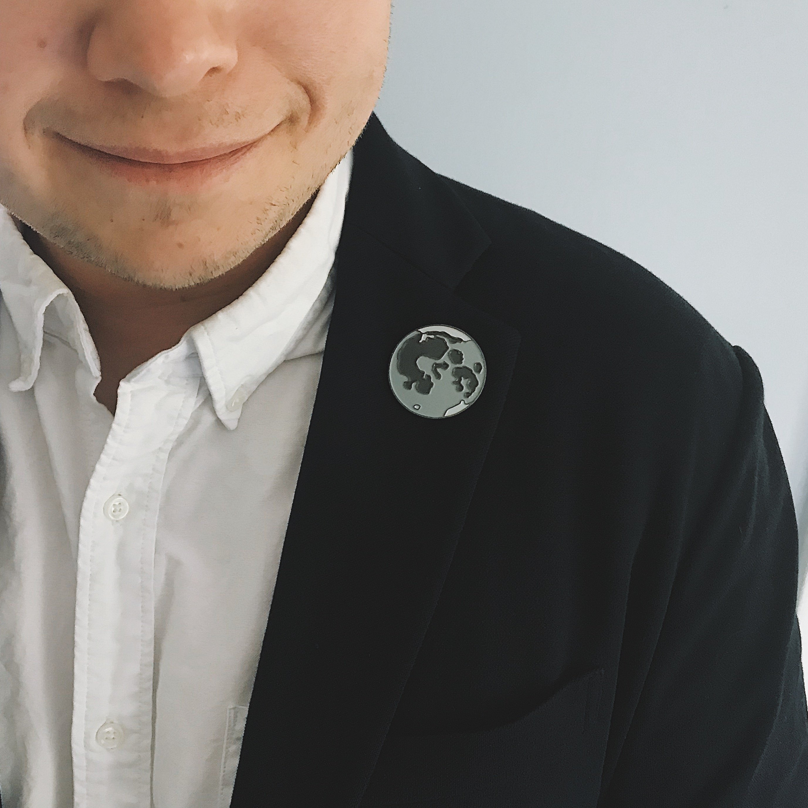 Full Moon Enamel Pin featuring a detailed illustration of the moon, perfect for jackets and backpacks.