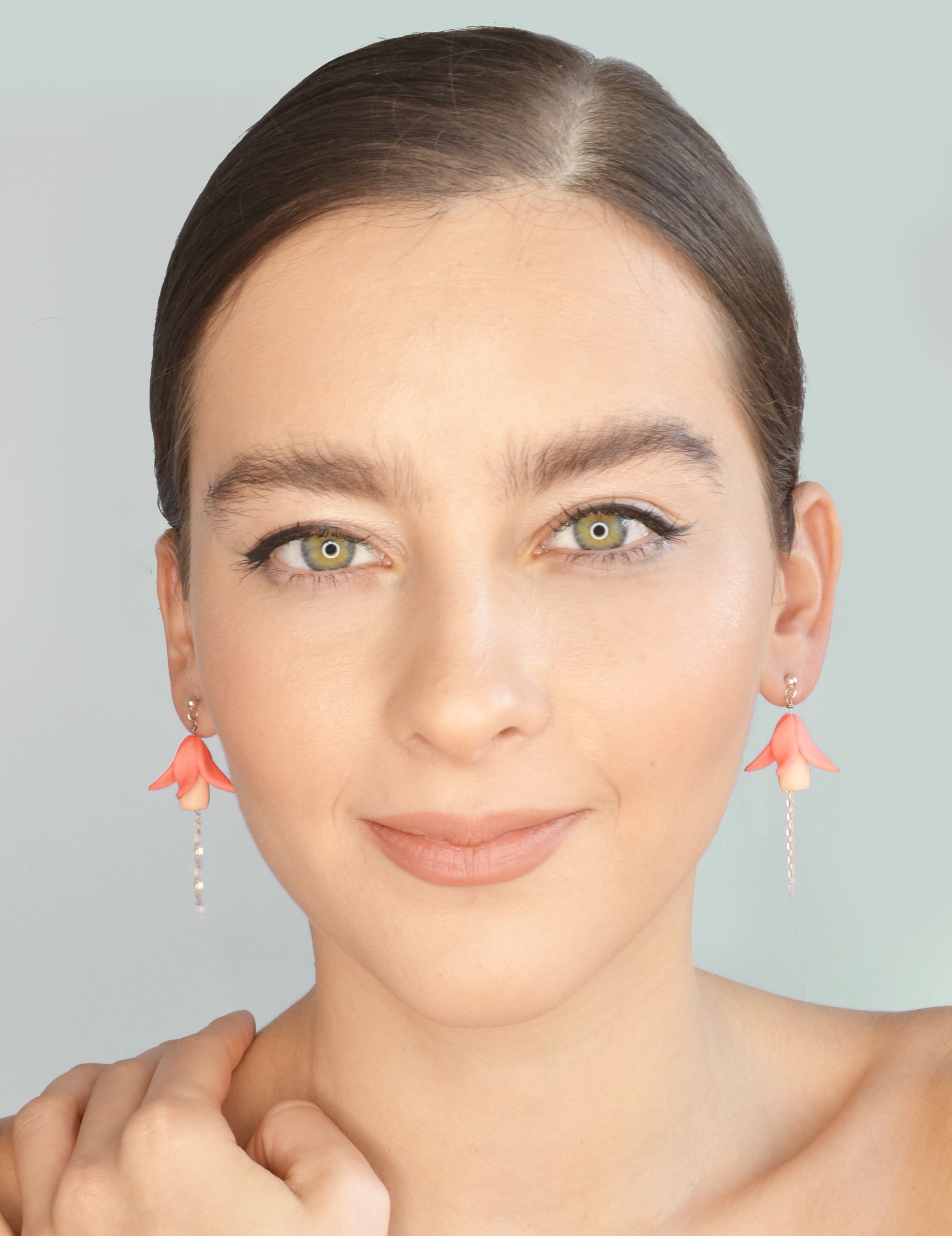 Fuxia Earrings featuring multicolored floral designs made from 3D printed nylon and oxidized sterling silver, showcasing a modern and vibrant aesthetic.