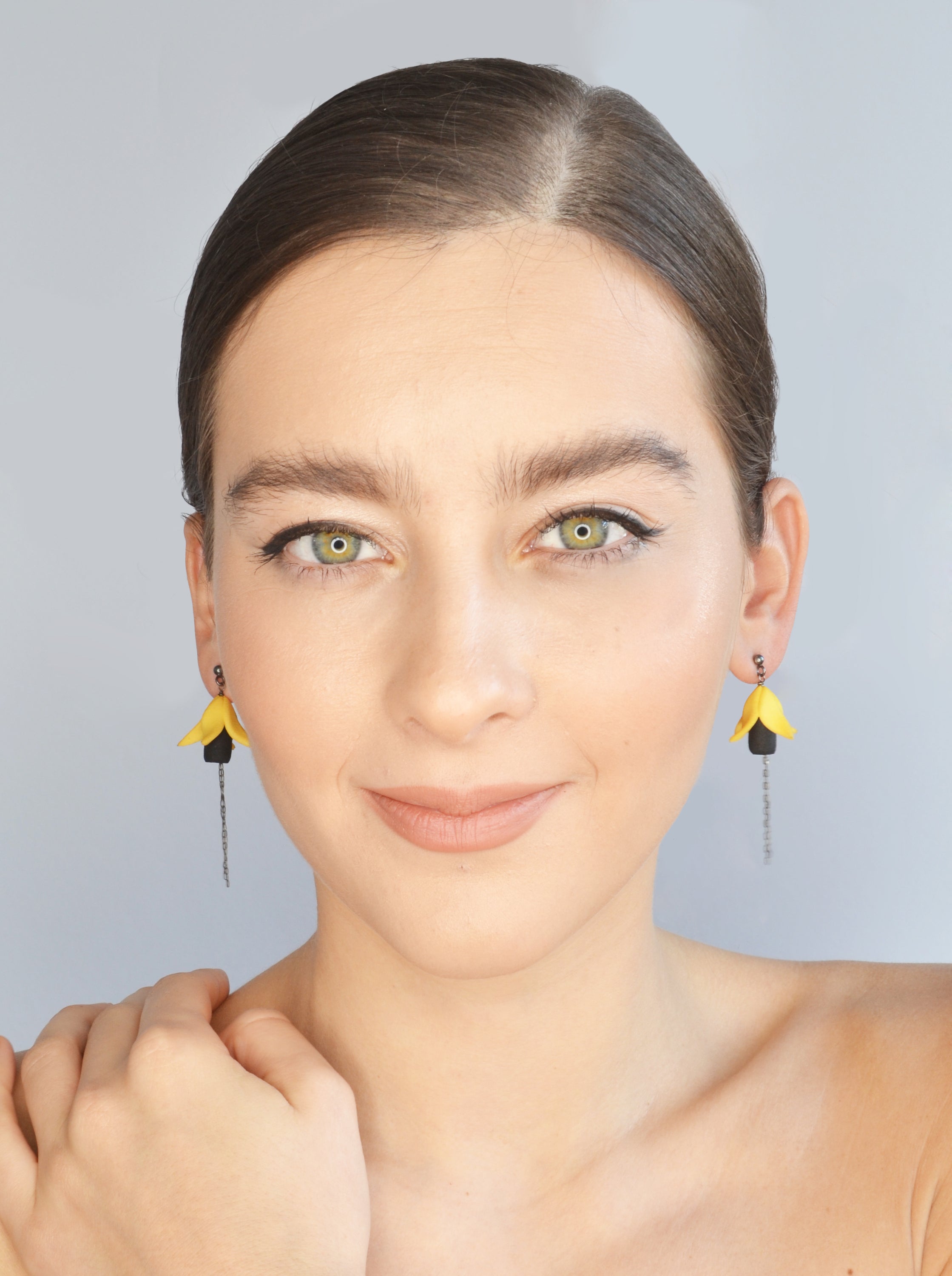 Fuxia Earrings featuring multicolored floral designs made from 3D printed nylon and oxidized sterling silver, showcasing a modern and vibrant aesthetic.