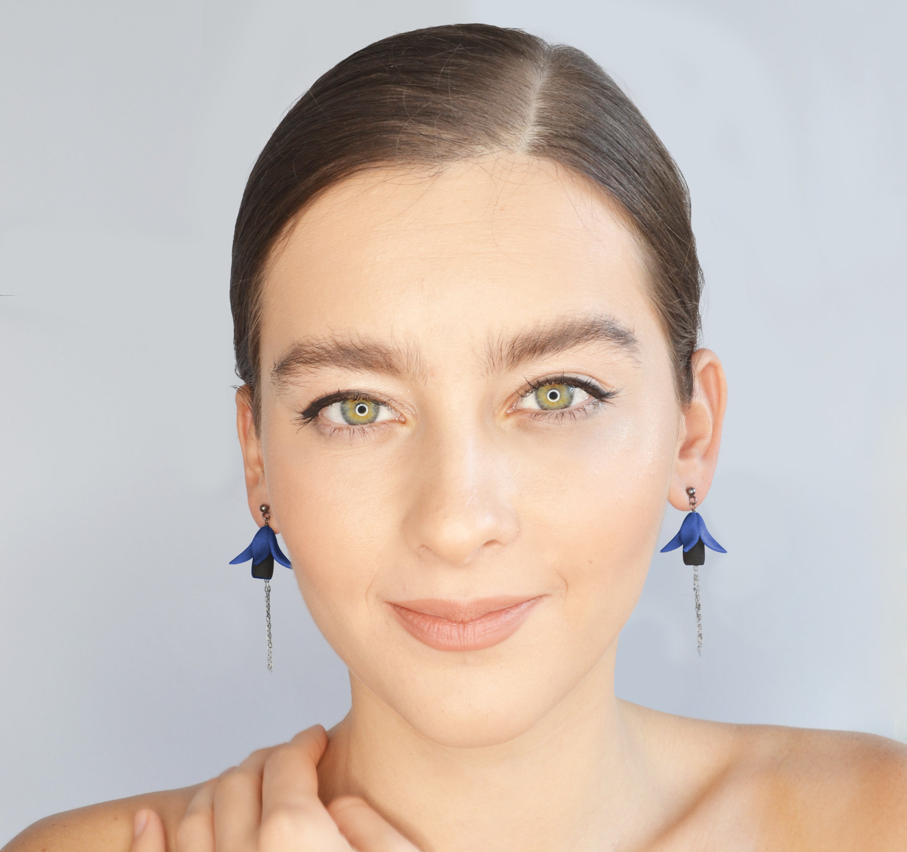 Fuxia Earrings featuring multicolored floral designs made from 3D printed nylon and oxidized sterling silver, showcasing a modern and vibrant aesthetic.