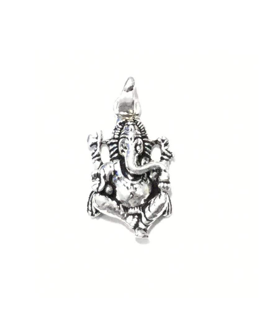 Handcrafted Ganesha Pendant made of brass, featuring intricate details and available in silver and gold finishes.