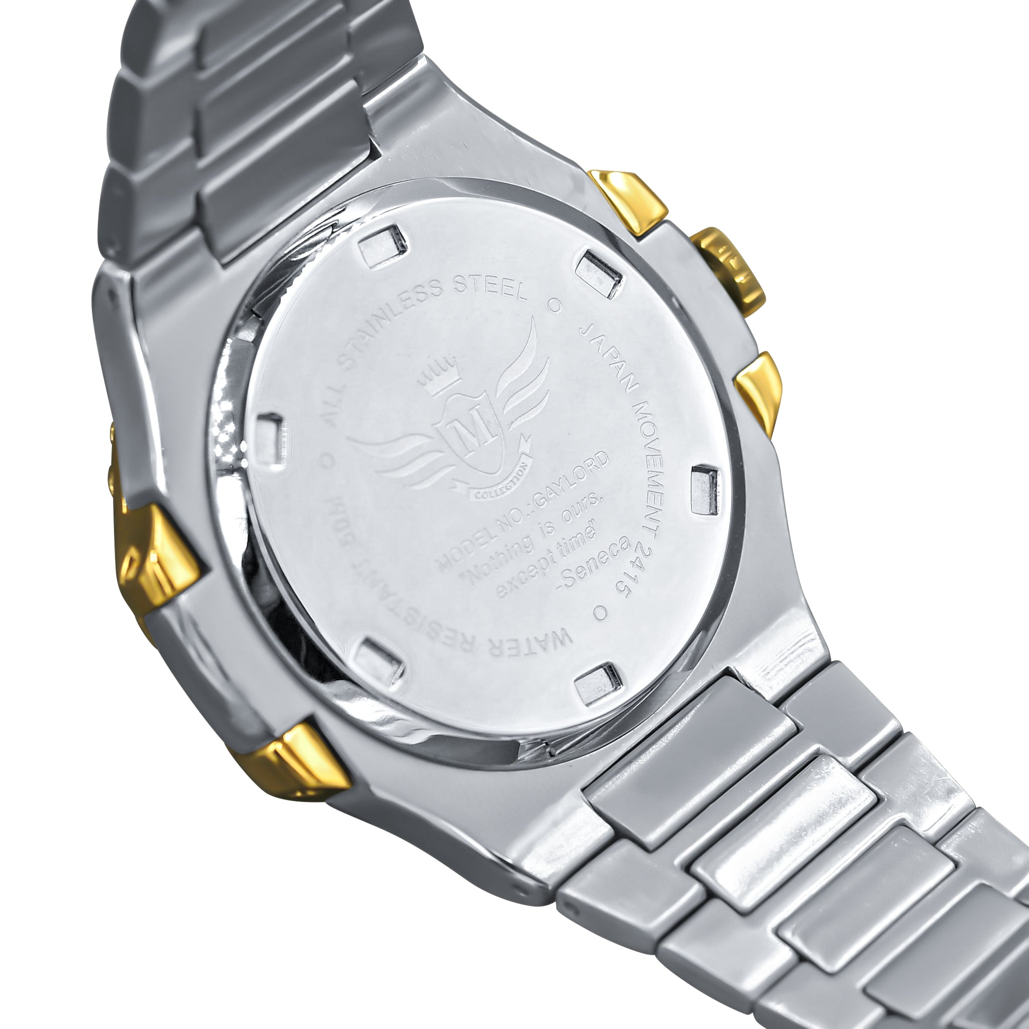 GAYLORD Automatic Steel Watch featuring a CZ stone dial and stainless steel band, showcasing luxury and elegance.