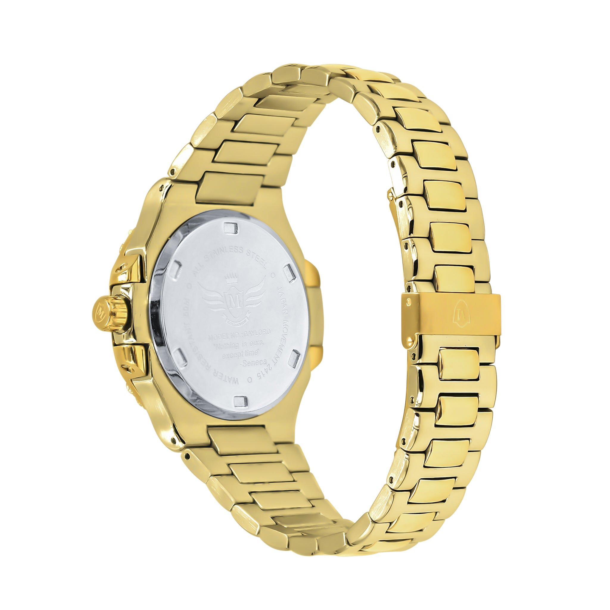 GAYLORD Automatic Steel Watch featuring a CZ stoned dial and sleek stainless steel band, showcasing luxury and elegance.