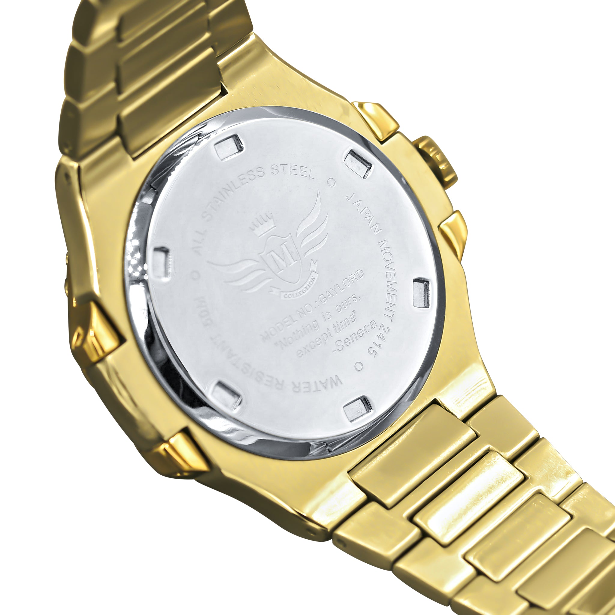 GAYLORD Automatic Steel Watch featuring a CZ stoned dial and sleek stainless steel band, showcasing luxury and elegance.