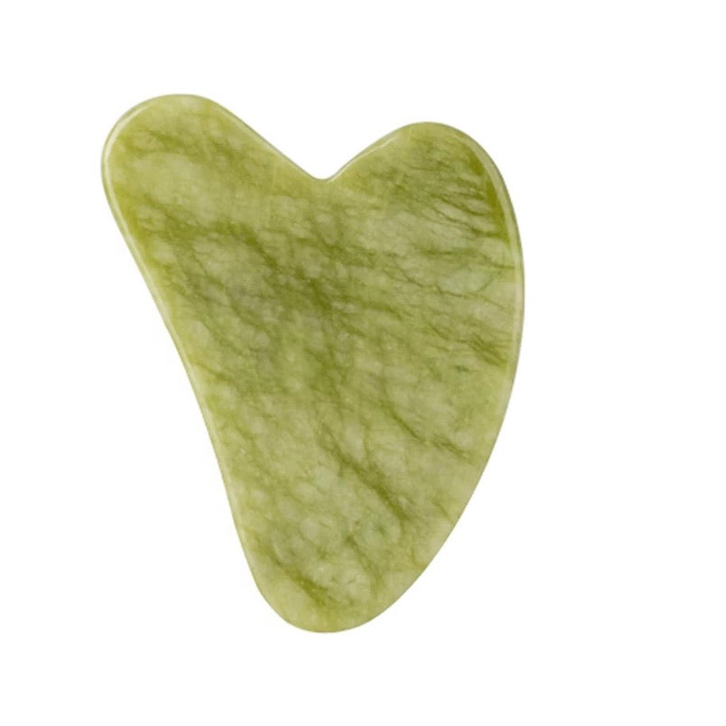 Gemstone Gua Sha Facial Tool in jade, designed for facial massage and skincare enhancement.